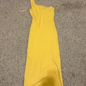 Nine West Vibrant Yellow One-Shoulder Dress